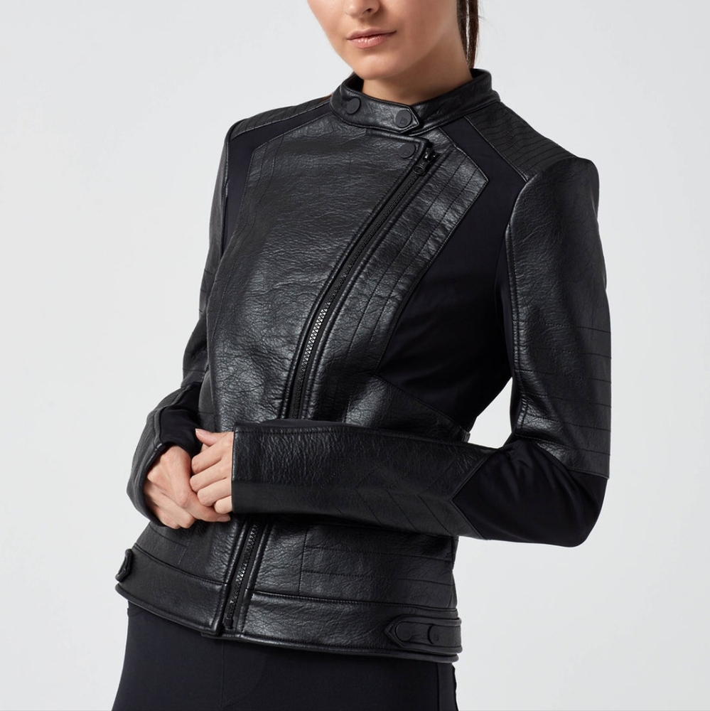 Nordstrom Blanc Noir Ryder moto chevron thumbholes jacket.